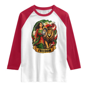 Woman Life Freedom Raglan Shirt Iranian Women Resistance Pride TS12 White Red Print Your Wear