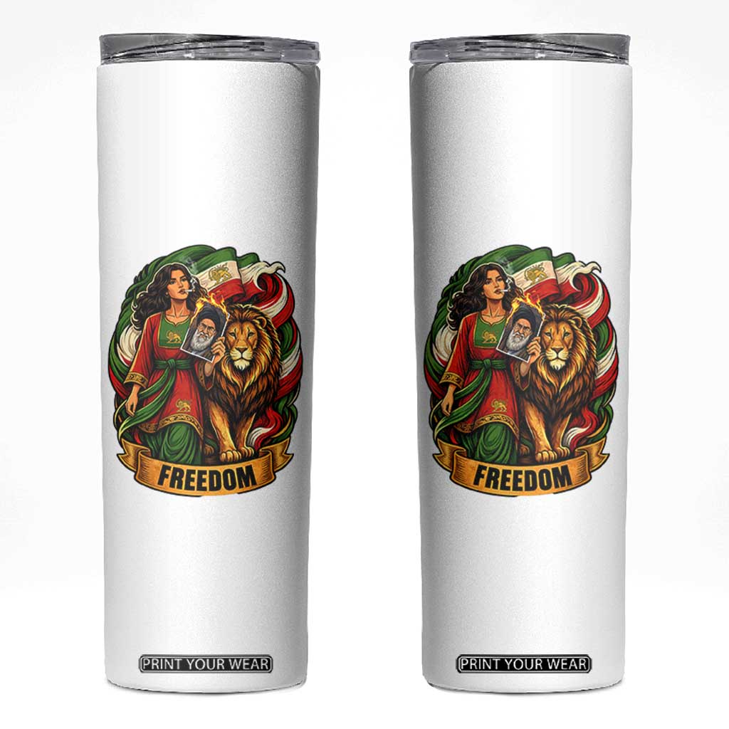 Woman Life Freedom Skinny Tumbler Iranian Women Resistance Pride TS12 White Print Your Wear