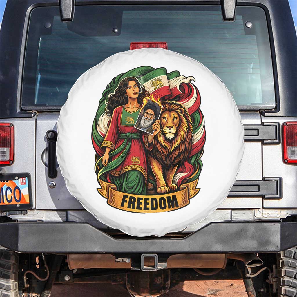 Woman Life Freedom Spare Tire Cover Iranian Women Resistance Pride TS12 No hole White Print Your Wear