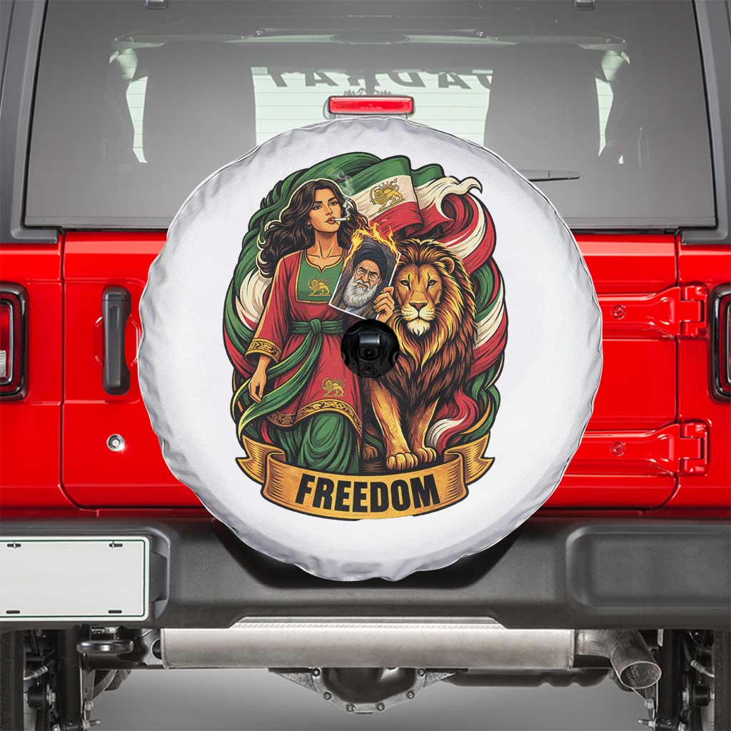 Woman Life Freedom Spare Tire Cover Iranian Women Resistance Pride TS12 White Print Your Wear