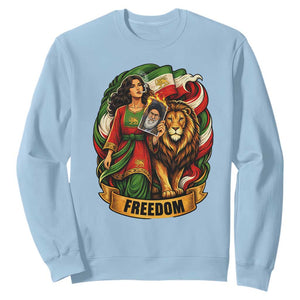 Woman Life Freedom Sweatshirt Iranian Women Resistance Pride TS12 Light Blue Print Your Wear
