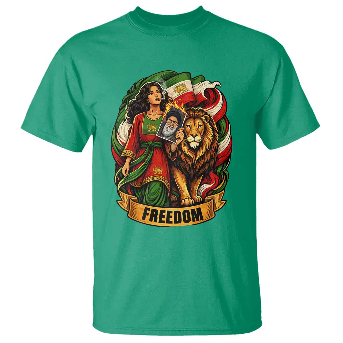 Woman Life Freedom T Shirt Iranian Women Resistance Pride TS12 Irish Green Print Your Wear
