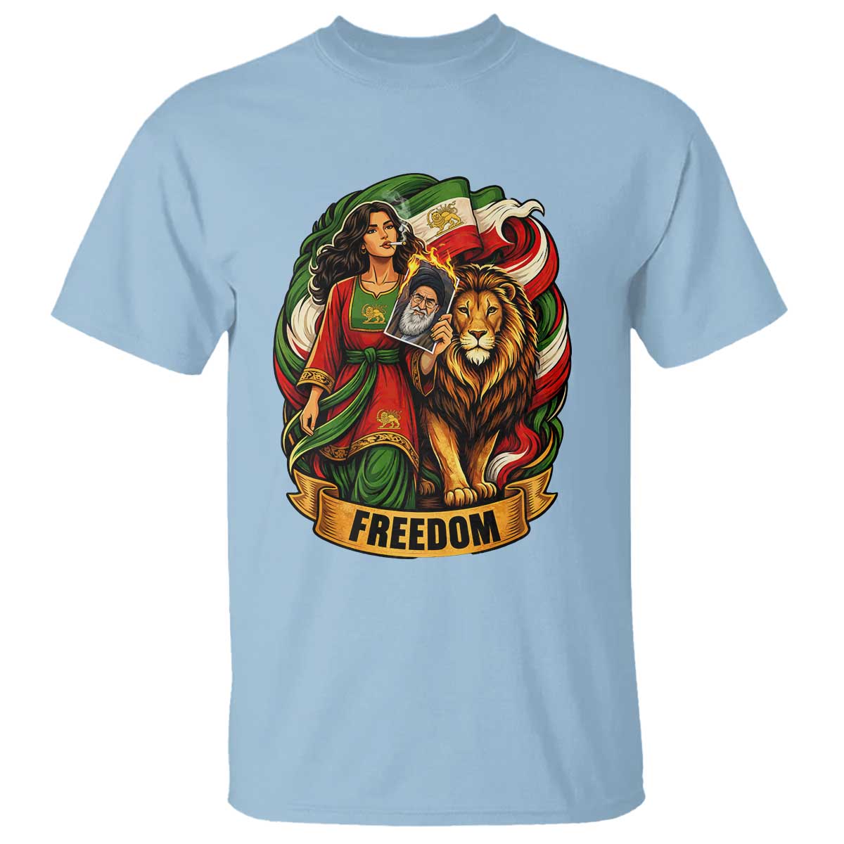 Woman Life Freedom T Shirt Iranian Women Resistance Pride TS12 Light Blue Print Your Wear