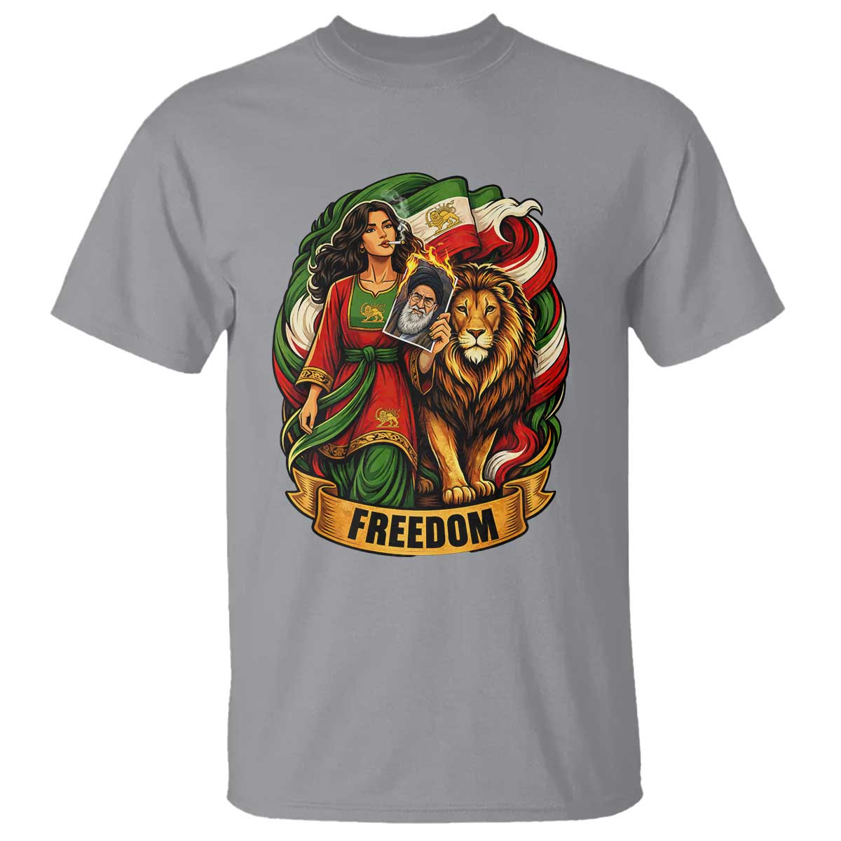Woman Life Freedom T Shirt Iranian Women Resistance Pride TS12 Sport Gray Print Your Wear