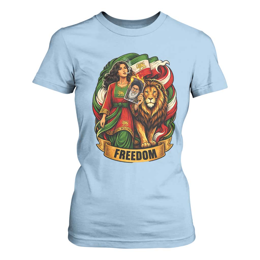 Woman Life Freedom T Shirt For Women Iranian Women Resistance Pride TS12 Light Blue Print Your Wear