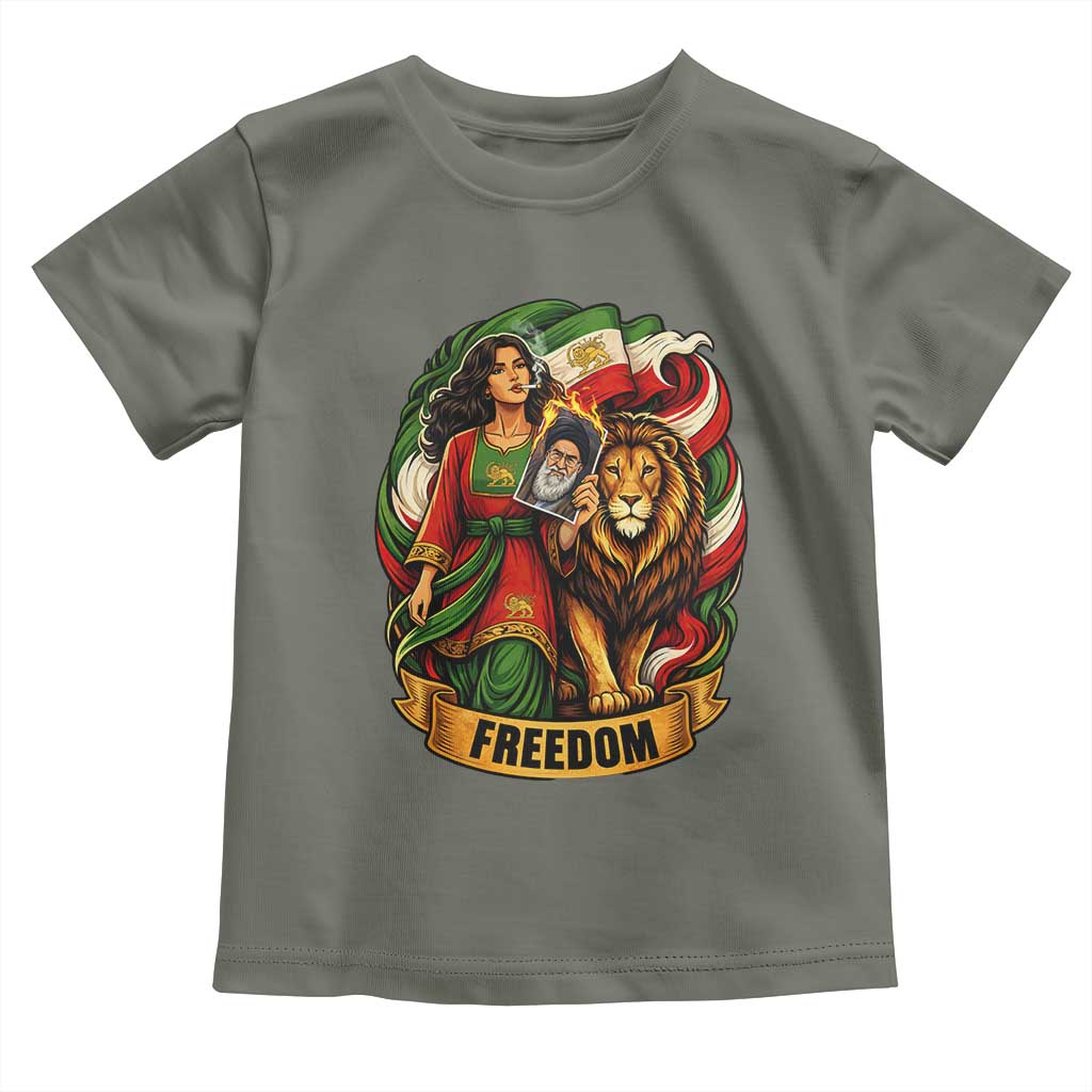 Woman Life Freedom Toddler T Shirt Iranian Women Resistance Pride TS12 Military Green Print Your Wear