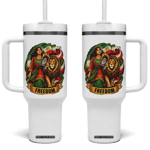 Woman Life Freedom Tumbler With Handle Iranian Women Resistance Pride TS12 One Size: 40 oz White Print Your Wear