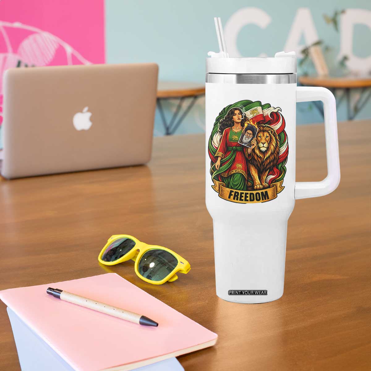 Woman Life Freedom Tumbler With Handle Iranian Women Resistance Pride TS12 Print Your Wear