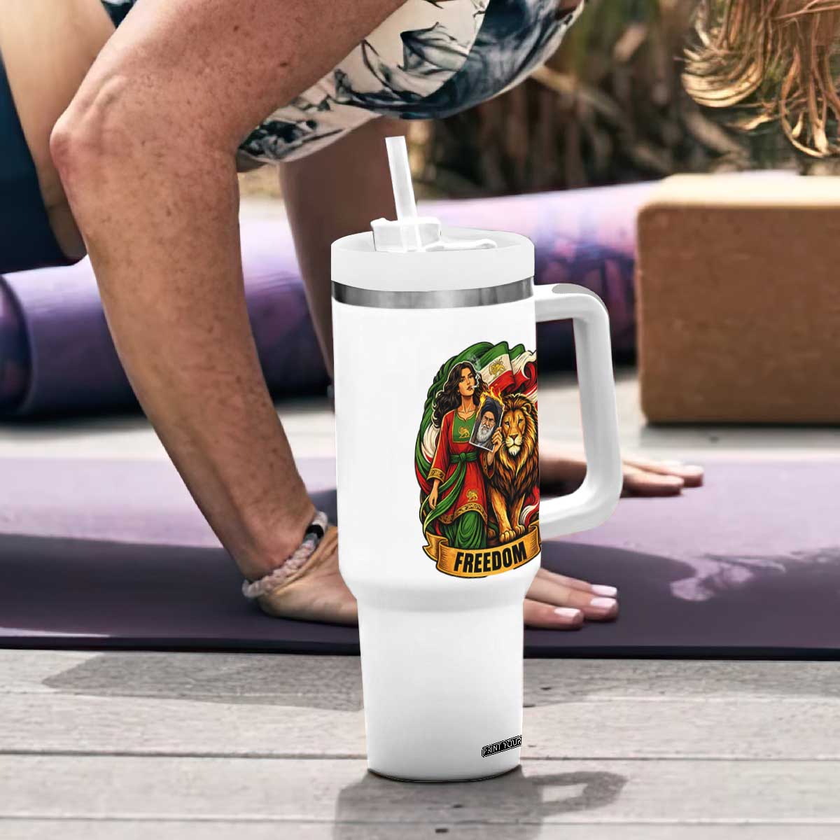 Woman Life Freedom Tumbler With Handle Iranian Women Resistance Pride TS12 Print Your Wear