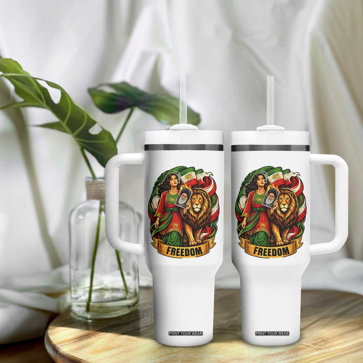 Woman Life Freedom Tumbler With Handle Iranian Women Resistance Pride TS12 Print Your Wear