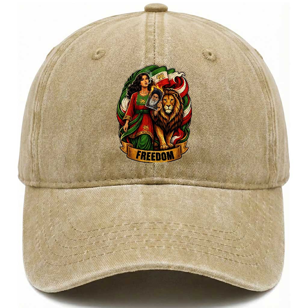 Woman Life Freedom Washed Cotton Baseball Cap Iranian Women Resistance Pride TS12 Print Your Wear