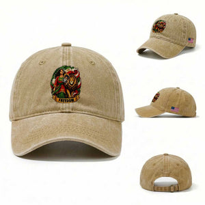 Woman Life Freedom Washed Cotton Baseball Cap Iranian Women Resistance Pride TS12 Washed Cap Universal Fit Khaki Print Your Wear