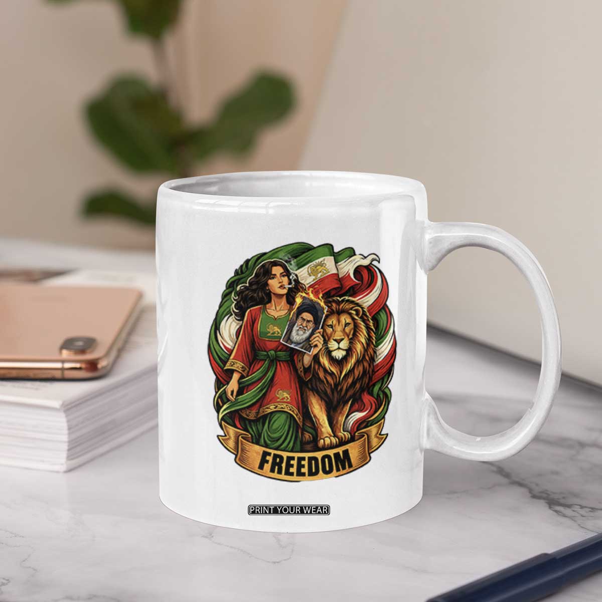 Woman Life Freedom Coffee Mug Iranian Women Resistance Pride TS12 Print Your Wear