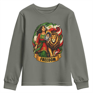 Woman Life Freedom Youth Sweatshirt Iranian Women Resistance Pride TS12 Military Green Print Your Wear