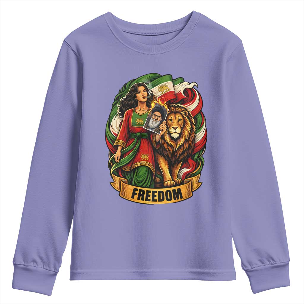 Woman Life Freedom Youth Sweatshirt Iranian Women Resistance Pride TS12 Violet Print Your Wear