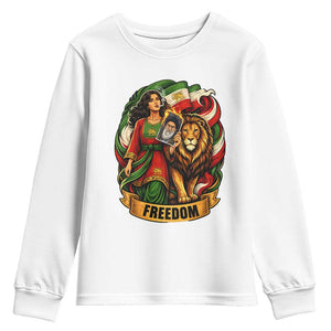 Woman Life Freedom Youth Sweatshirt Iranian Women Resistance Pride TS12 White Print Your Wear
