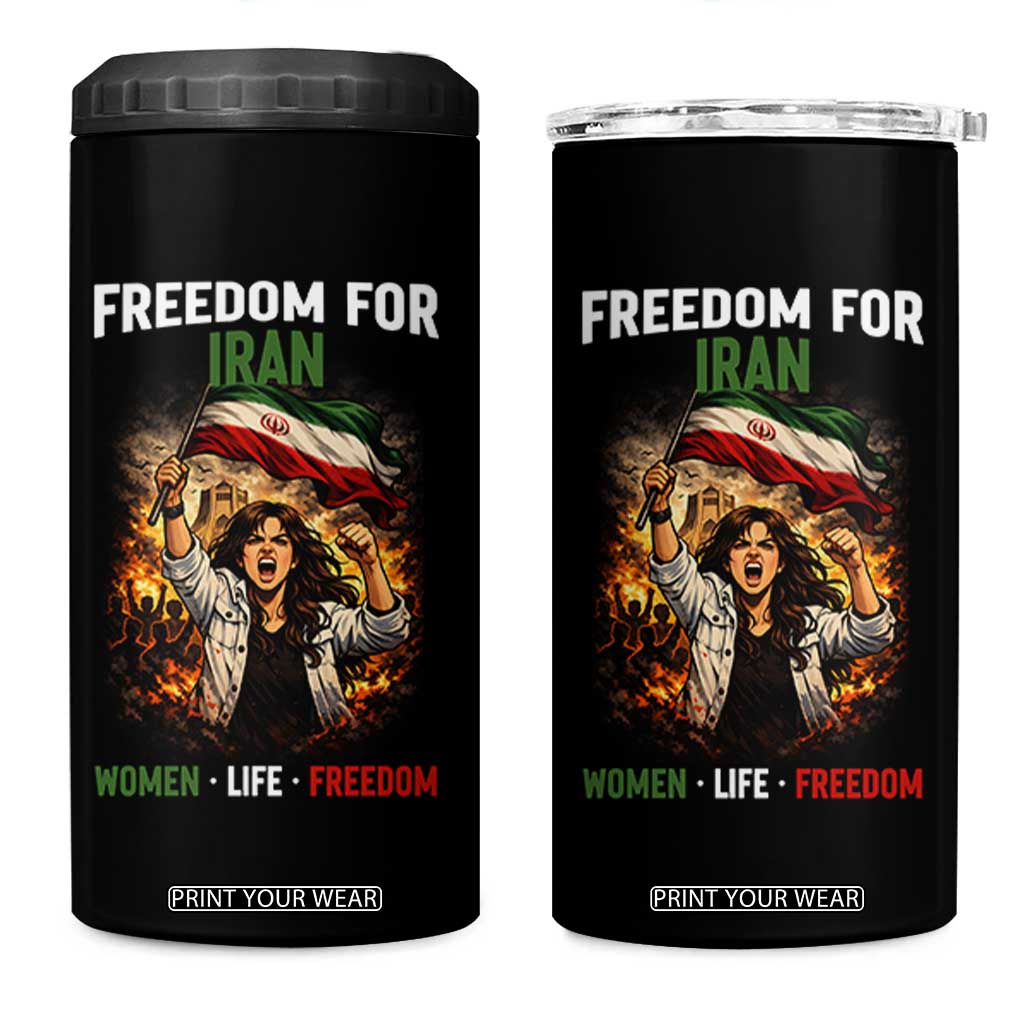 Iran Womens Protest 4 in 1 Can Cooler Tumbler Freedom For Iran Resistance Movement TS12 One Size: 16 oz Black Print Your Wear
