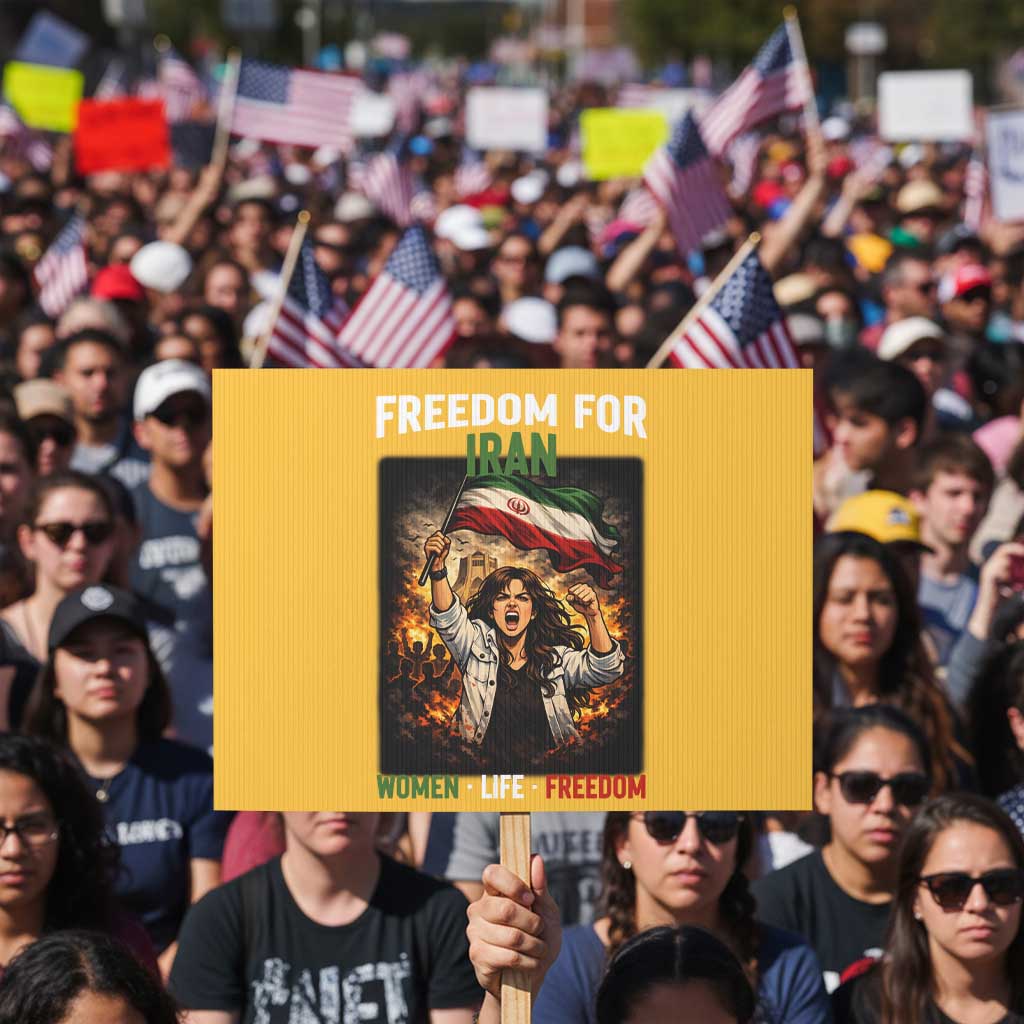 Iran Womens Protest Protest Sign Freedom For Iran Resistance Movement TS12 Horizontal 18