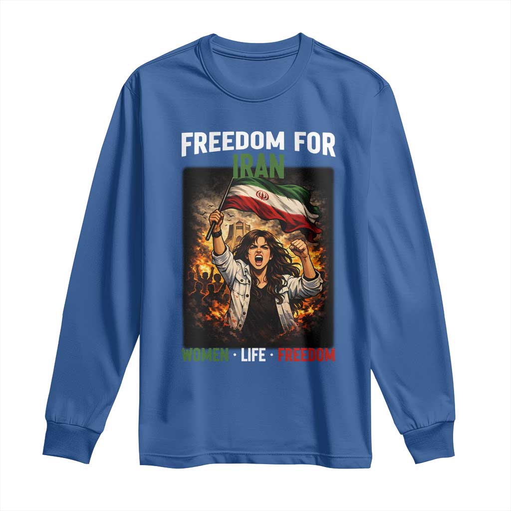 Iran Womens Protest Long Sleeve Shirt Freedom For Iran Resistance Movement TS12 Royal Blue Print Your Wear