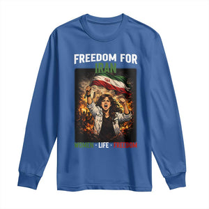 Iran Womens Protest Long Sleeve Shirt Freedom For Iran Resistance Movement TS12 Royal Blue Print Your Wear