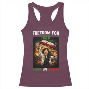 Iran Womens Protest Racerback Tank Top Freedom For Iran Resistance Movement TS12 Maroon Print Your Wear