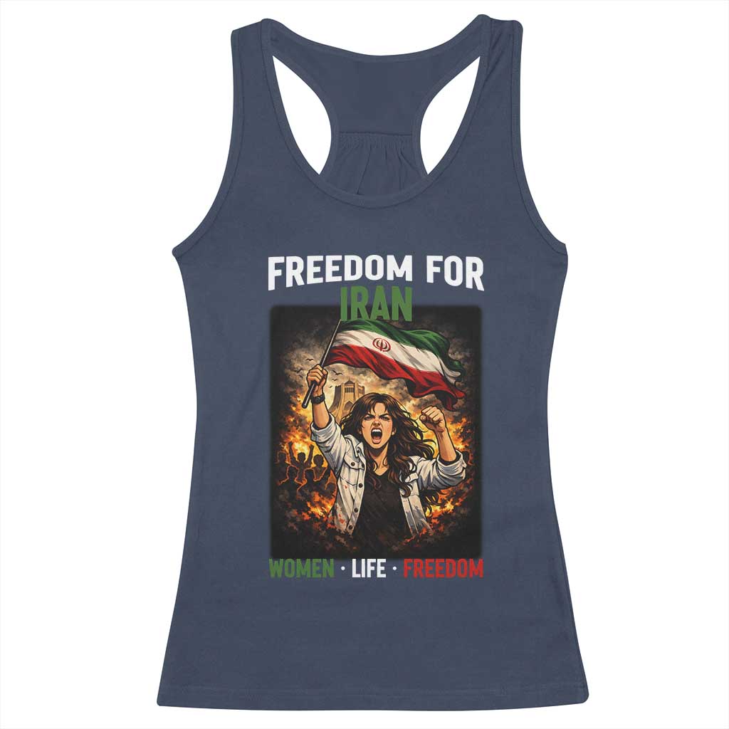 Iran Womens Protest Racerback Tank Top Freedom For Iran Resistance Movement TS12 Navy Print Your Wear
