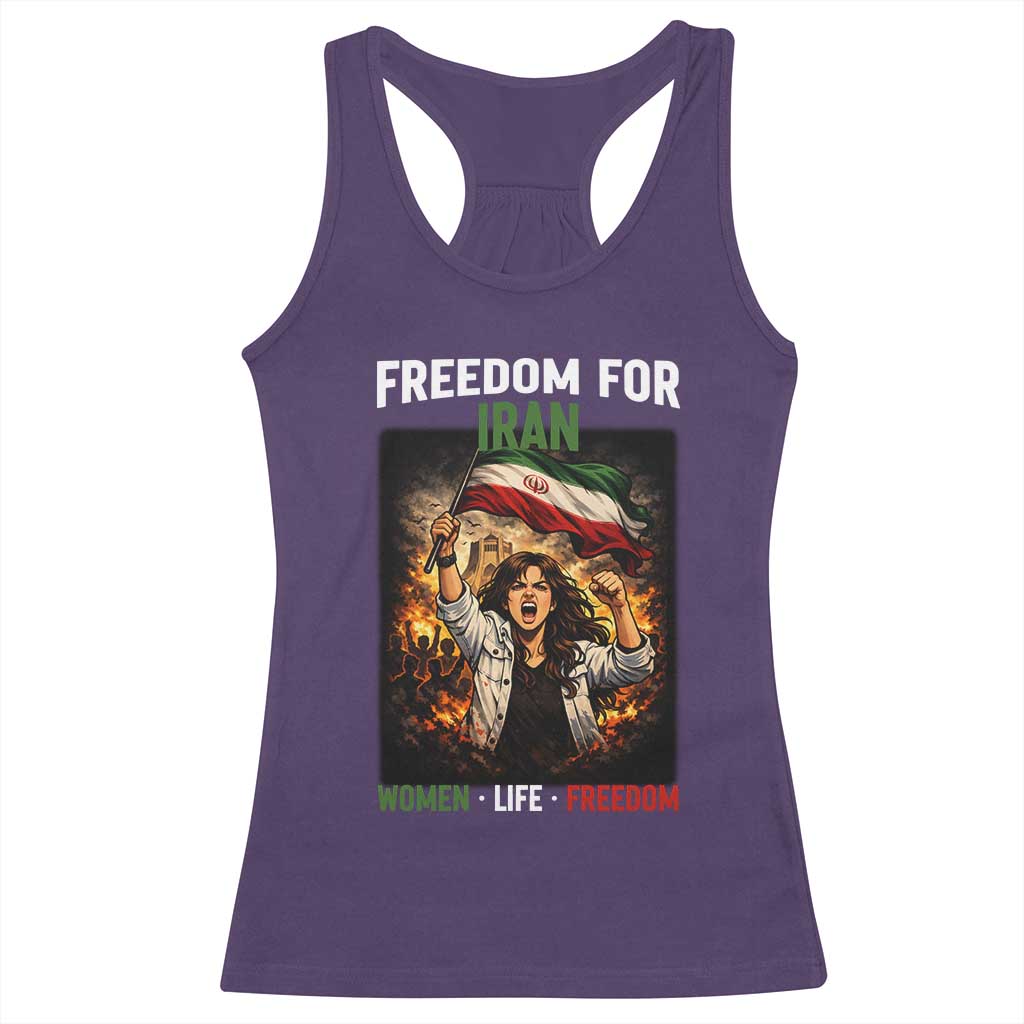 Iran Womens Protest Racerback Tank Top Freedom For Iran Resistance Movement TS12 Purple Print Your Wear