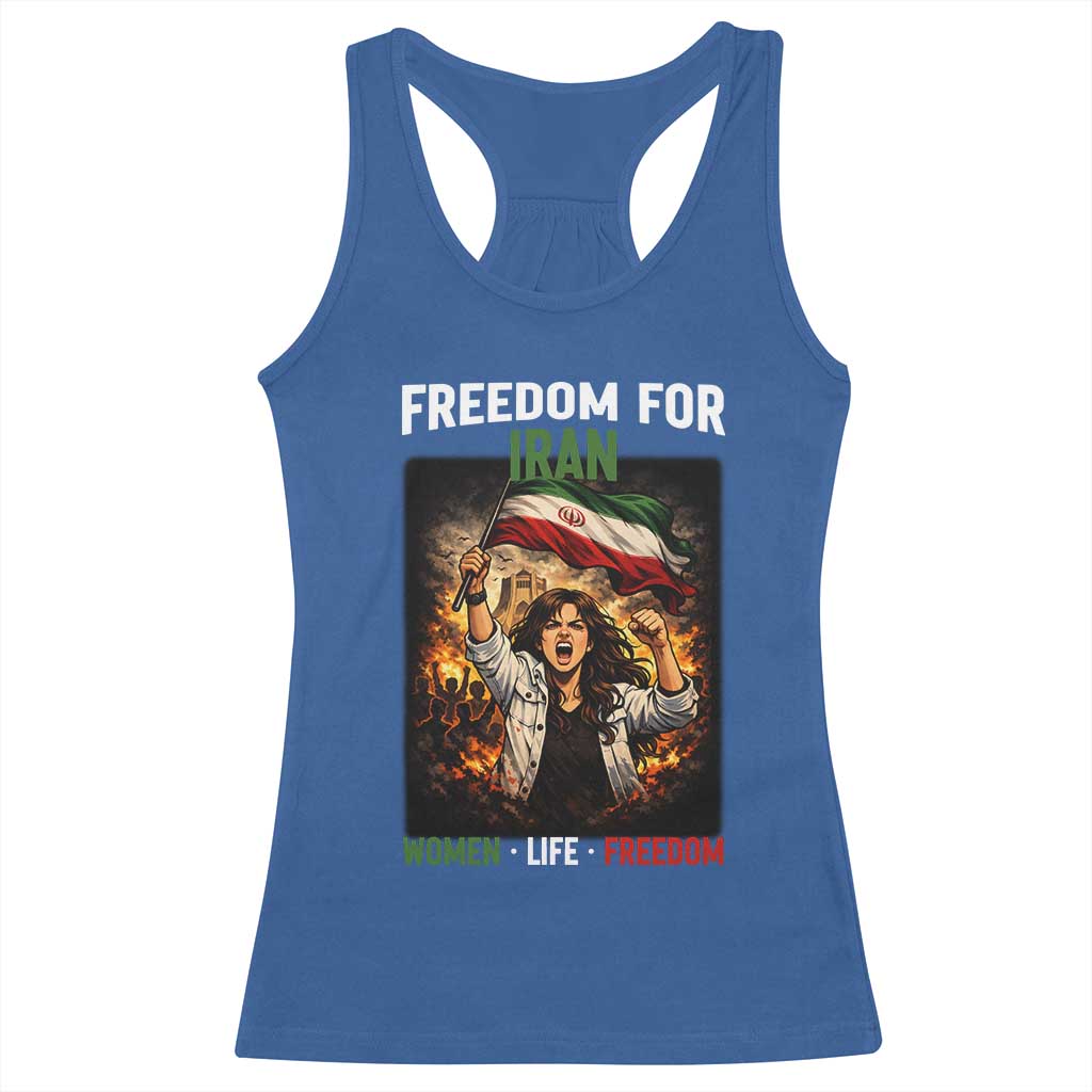 Iran Womens Protest Racerback Tank Top Freedom For Iran Resistance Movement TS12 Royal Blue Print Your Wear
