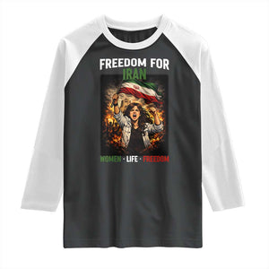 Iran Womens Protest Raglan Shirt Freedom For Iran Resistance Movement TS12 Black White Print Your Wear