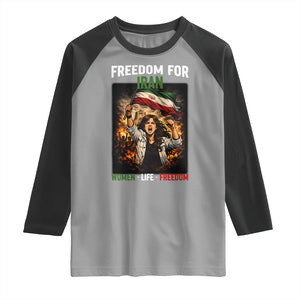 Iran Womens Protest Raglan Shirt Freedom For Iran Resistance Movement TS12 Sport Gray Black Print Your Wear