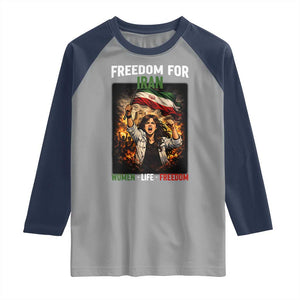 Iran Womens Protest Raglan Shirt Freedom For Iran Resistance Movement TS12 Sport Gray Navy Print Your Wear