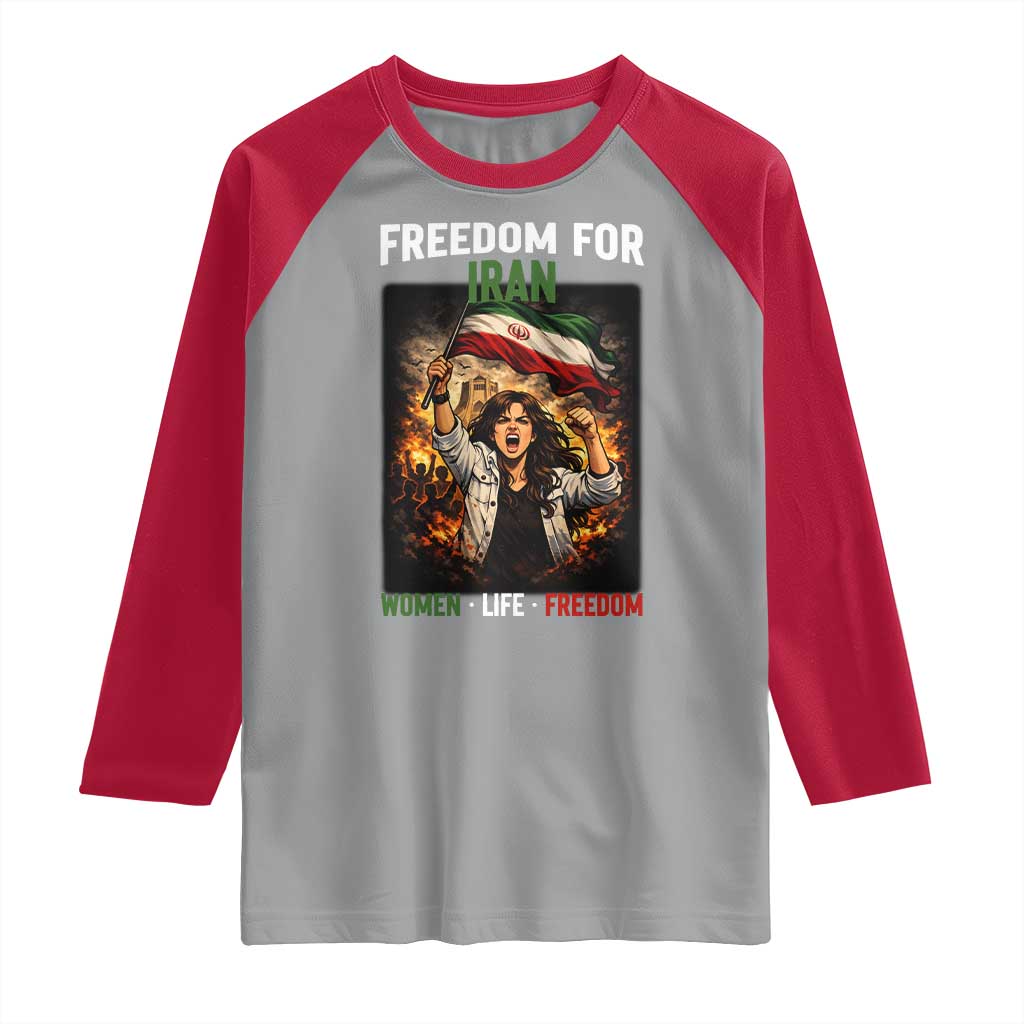 Iran Womens Protest Raglan Shirt Freedom For Iran Resistance Movement TS12 Sport Gray Red Print Your Wear