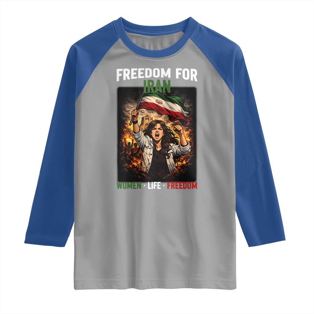 Iran Womens Protest Raglan Shirt Freedom For Iran Resistance Movement TS12 Sport Gray Royal Print Your Wear