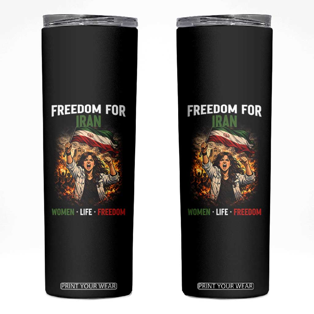Iran Womens Protest Skinny Tumbler Freedom For Iran Resistance Movement TS12 Black Print Your Wear