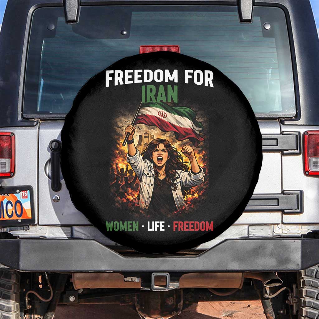 Iran Womens Protest Spare Tire Cover Freedom For Iran Resistance Movement TS12 No hole Black Print Your Wear