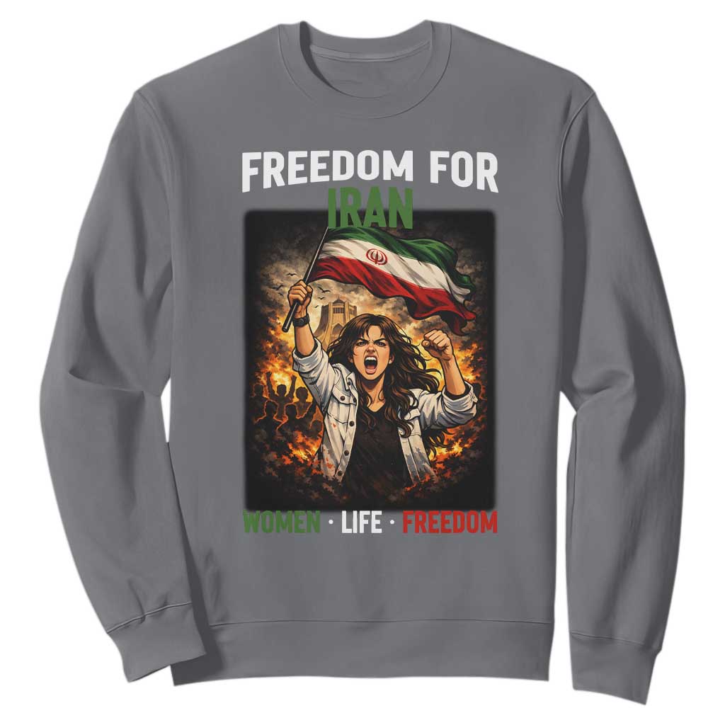 Iran Womens Protest Sweatshirt Freedom For Iran Resistance Movement TS12 Charcoal Print Your Wear