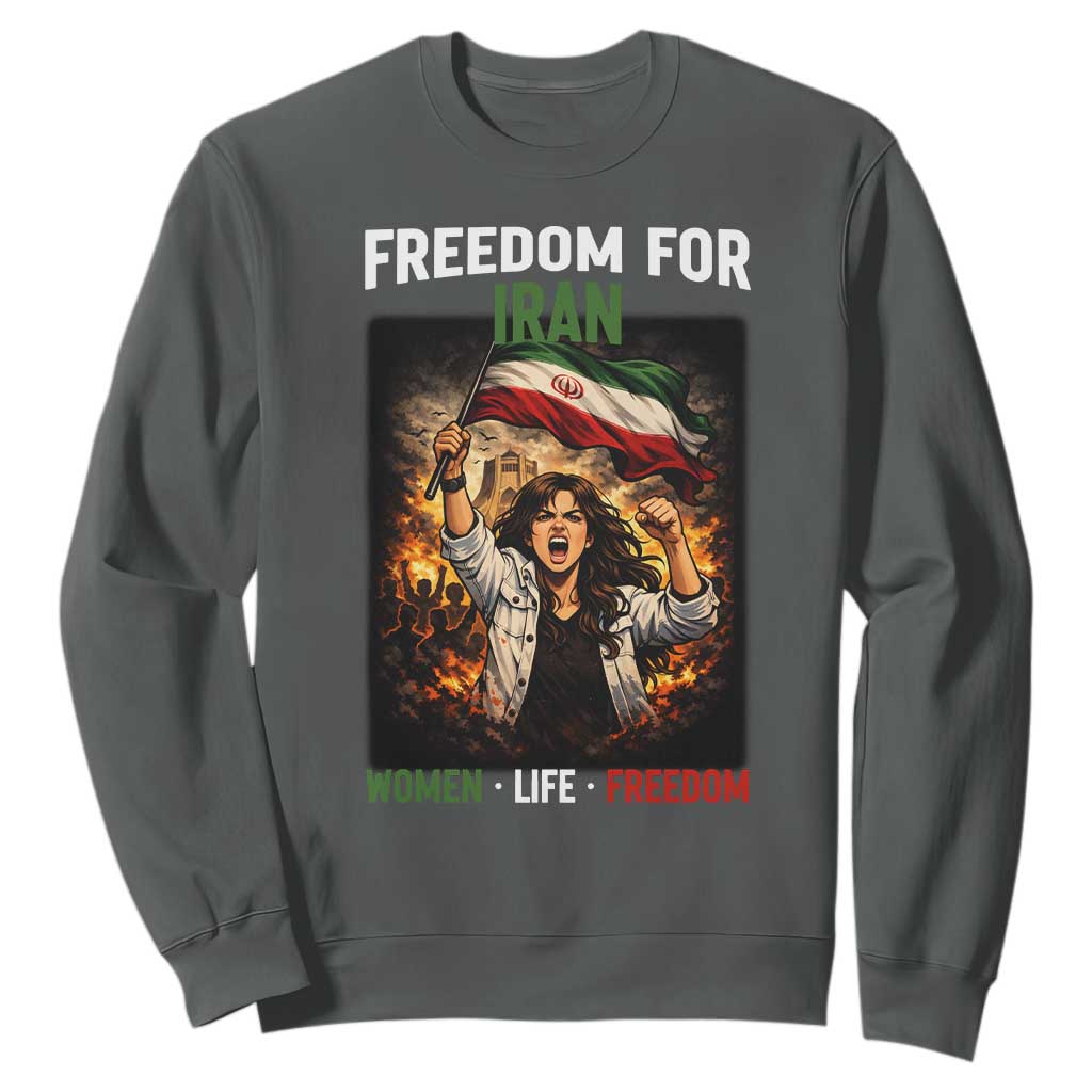 Iran Womens Protest Sweatshirt Freedom For Iran Resistance Movement TS12 Dark Heather Print Your Wear