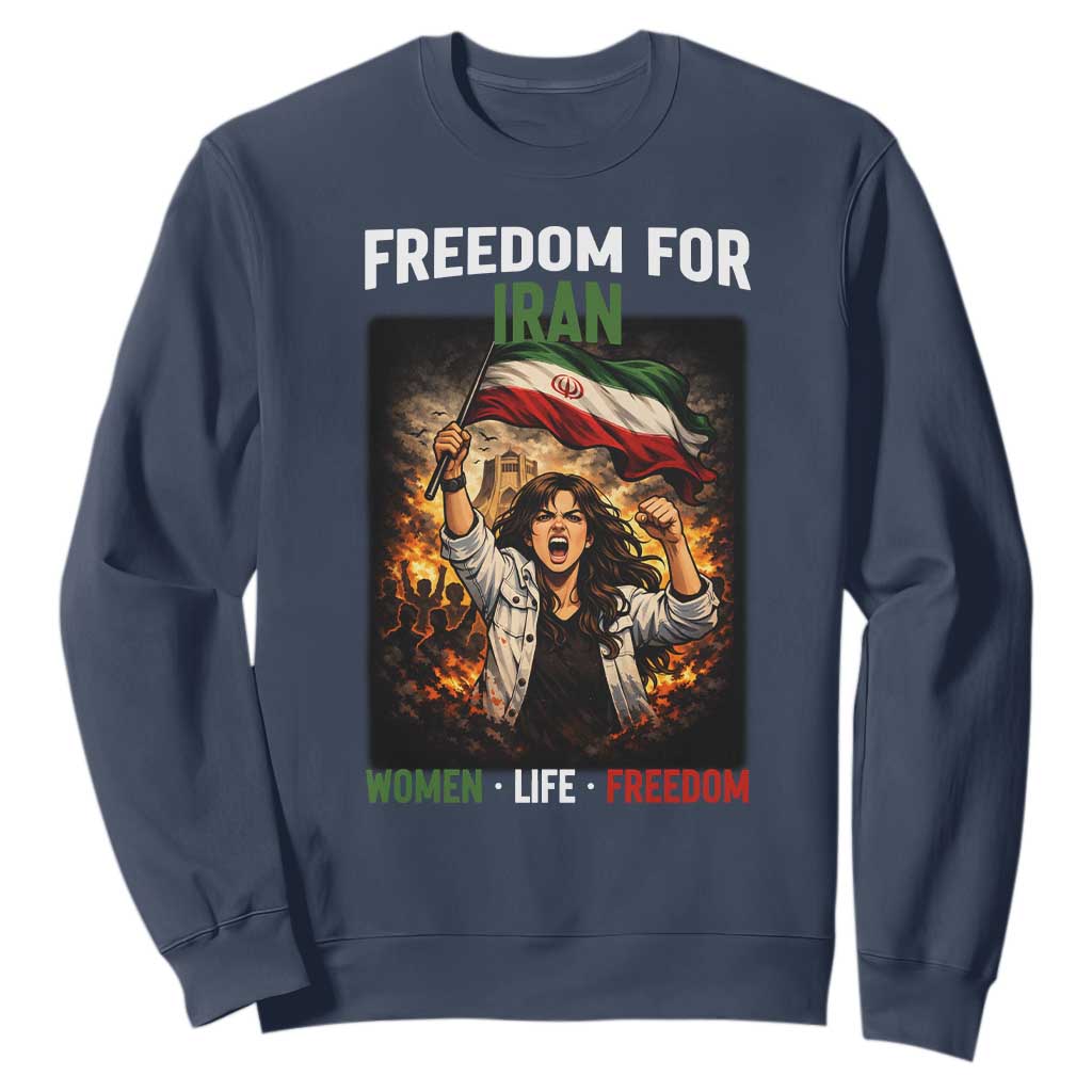 Iran Womens Protest Sweatshirt Freedom For Iran Resistance Movement TS12 Navy Print Your Wear