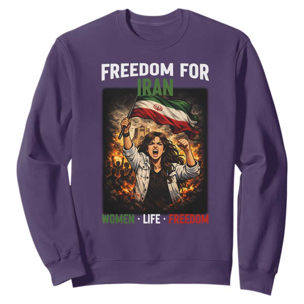 Iran Womens Protest Sweatshirt Freedom For Iran Resistance Movement TS12 Purple Print Your Wear