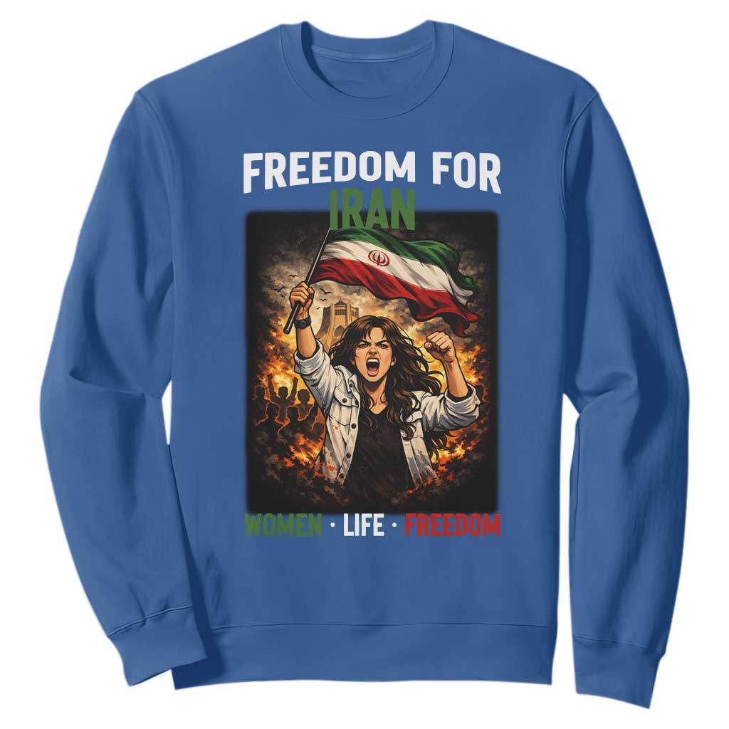 Iran Womens Protest Sweatshirt Freedom For Iran Resistance Movement TS12 Royal Blue Print Your Wear
