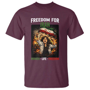 Iran Womens Protest T Shirt Freedom For Iran Resistance Movement TS12 Maroon Print Your Wear