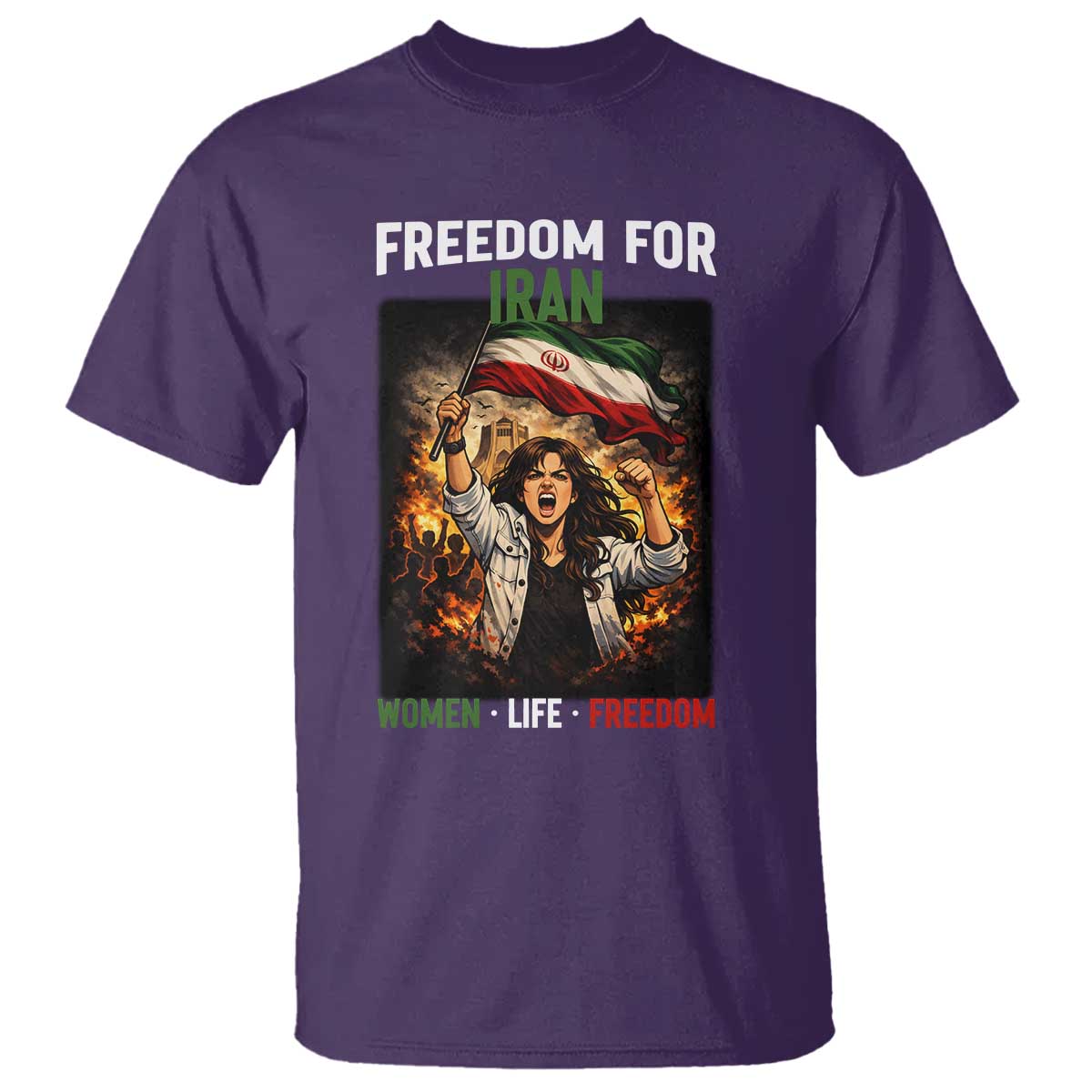 Iran Womens Protest T Shirt Freedom For Iran Resistance Movement TS12 Purple Print Your Wear