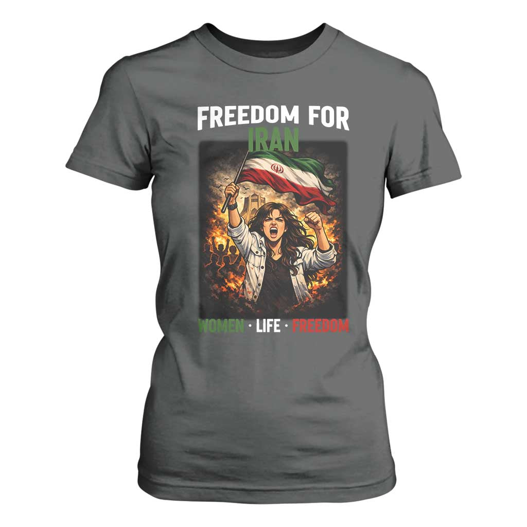 Iran Womens Protest T Shirt For Women Freedom For Iran Resistance Movement TS12 Dark Heather Print Your Wear
