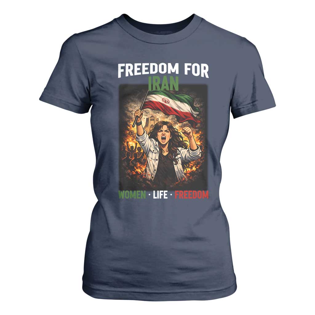 Iran Womens Protest T Shirt For Women Freedom For Iran Resistance Movement TS12 Navy Print Your Wear
