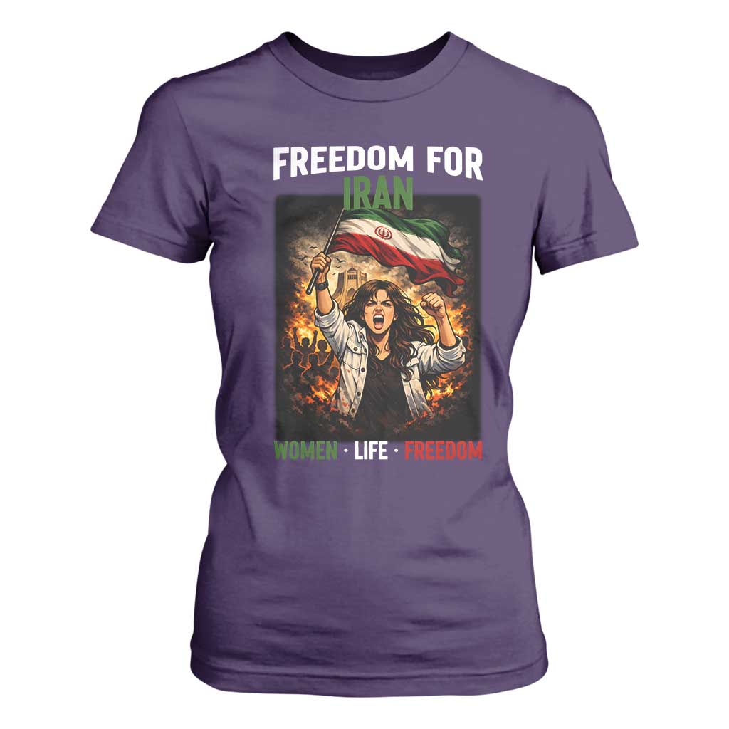 Iran Womens Protest T Shirt For Women Freedom For Iran Resistance Movement TS12 Purple Print Your Wear