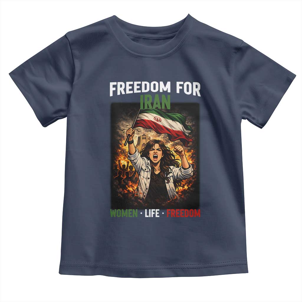 Iran Womens Protest Toddler T Shirt Freedom For Iran Resistance Movement TS12 Navy Print Your Wear