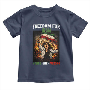 Iran Womens Protest Toddler T Shirt Freedom For Iran Resistance Movement TS12 Navy Print Your Wear
