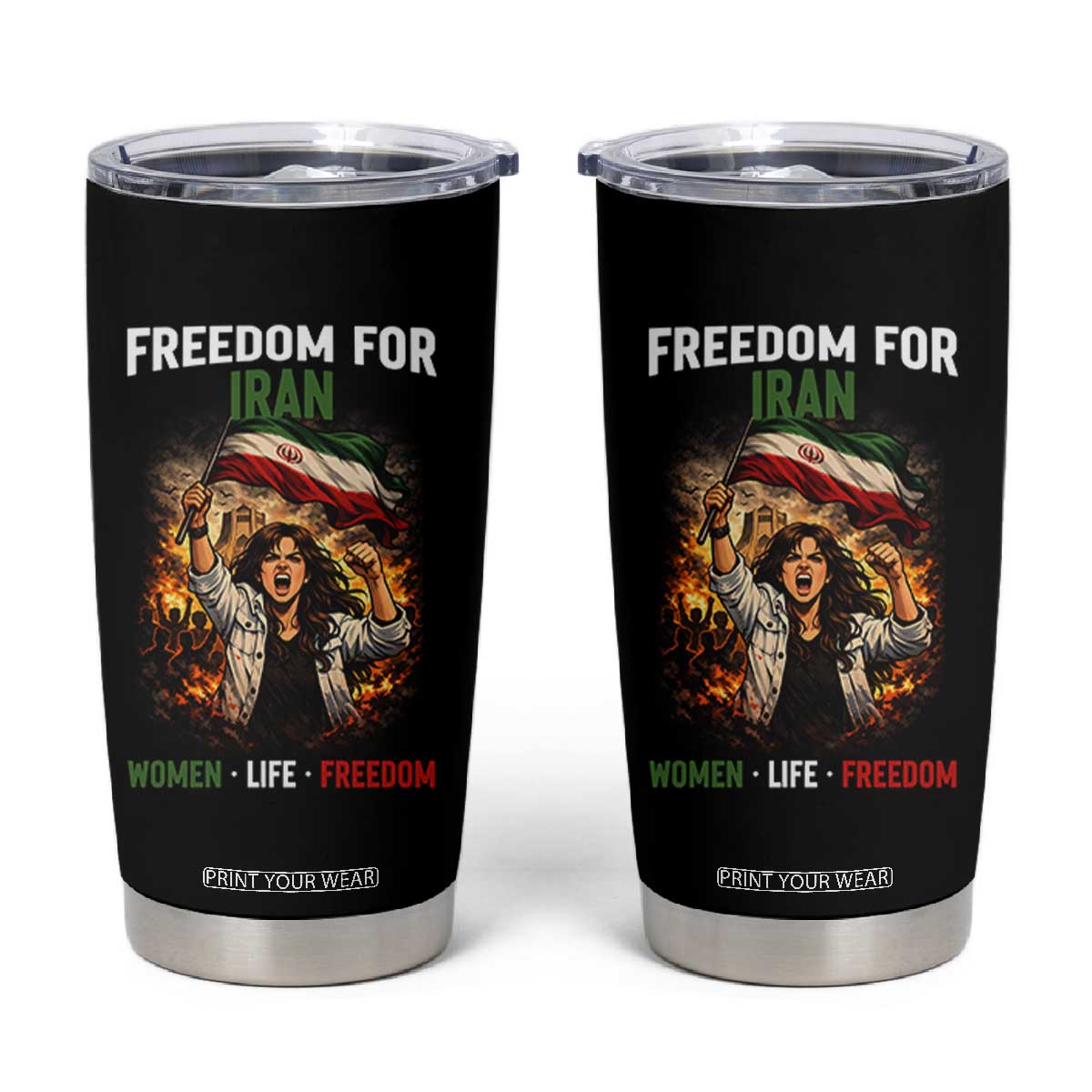 Iran Womens Protest Tumbler Cup Freedom For Iran Resistance Movement TS12 Black Print Your Wear