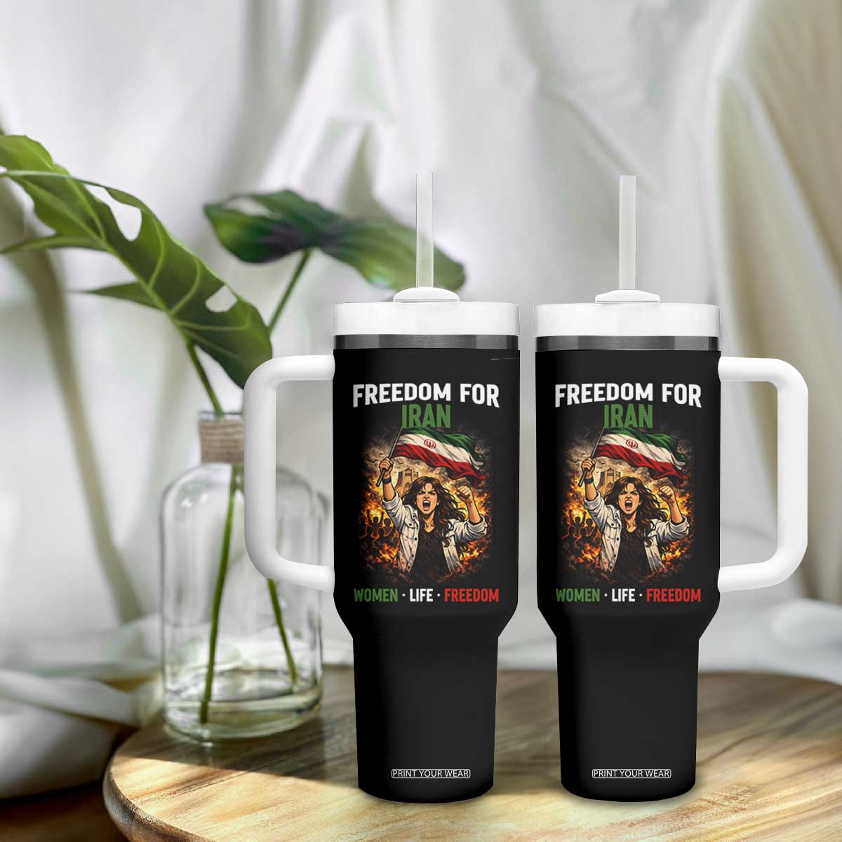 Iran Womens Protest Tumbler With Handle Freedom For Iran Resistance Movement TS12 Print Your Wear
