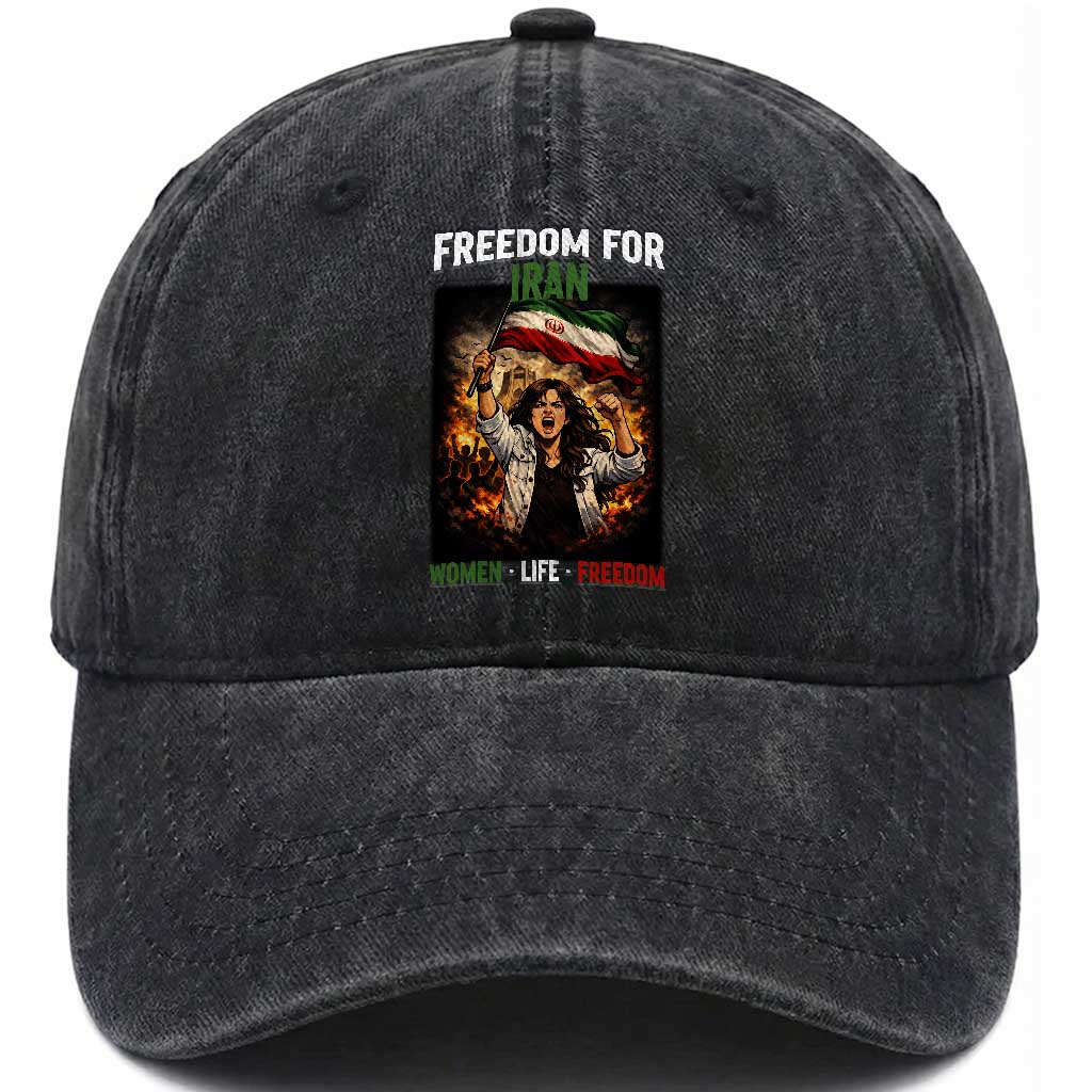 Iran Womens Protest Washed Cotton Baseball Cap Freedom For Iran Resistance Movement TS12 Print Your Wear